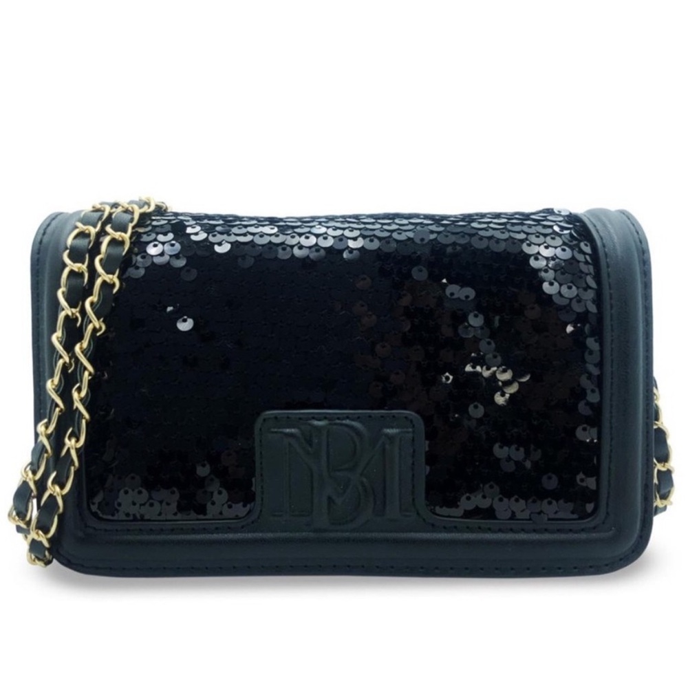 RESERVED GIVVVY NEW BADGLEY MISCHKA BLACK SEQUIN VEGAN LEATHER CROSSBODY BAG 💕